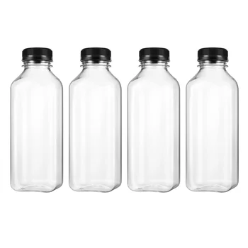 UKCOCO 4BUC PET Gol Containere de Depozitare Sticle cu Capace Capace Băuturi Bea Sticla de Sticla Borcan (Capace Negre)