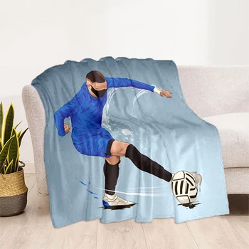 Fotbal 3d Fotbal Sport Silueta canapea extensibilă capac pătură moale carouri Moale Flanel Cald Arunca Pături Fanii cadou Model de manta