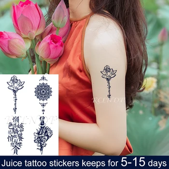 Rezistent la apa Temporar Suc de cerneală Autocolant Lotus Chinese Word Sabie Dragon Totem Fructe Gel de Lungă durată Tatuaj pentru Barbati Femei