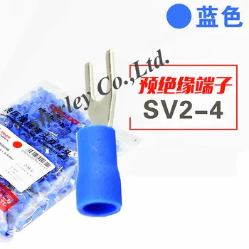 VS2-4 Albastru Furcate Cablu Conector de Sârmă 100BUC/Pachet Furcate Pre-Izolante Furculita Spade 16~14AWG Sârmă de Sertizare Terminale VS2.5-4 SV