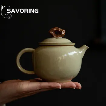 230ml Fasole Galbenă Ru Cuptor Ceainic Ceramic Taihu de Piatra lucrate Manual Singură Oală cu Filtru Deschis Bucată ceainic Ceainic Kung Fu Set de Ceai