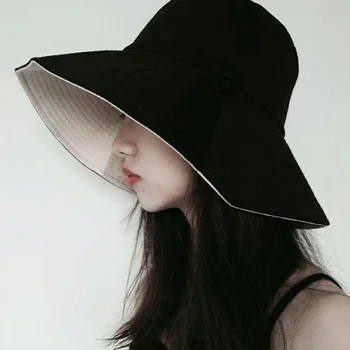 Palarie copii 2020Korean versiune net roșie pălărie pescar Japonez anti ultraviolete dublu mare parte Cozoroc Pălărie de Soare acopere fata sex feminin