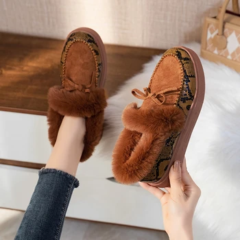 Iarna fierbinte de vânzare Casual Cald piele de Căprioară de Pluș Doamnelor tv cu Platforma Pantofi Femei Pantofi Blană de Moda Bowknot Pufos Slip-on Cizme de Zăpadă