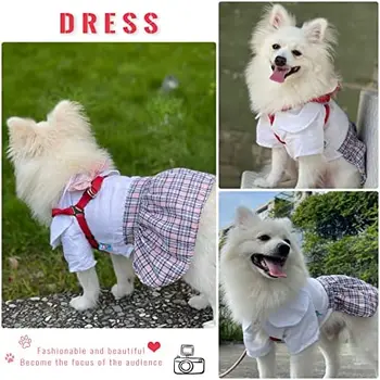 Câinele Rochie Stil Preppy Rochii Haine Drăguț Rever Clasic Carouri Pisica de Companie de Îmbrăcăminte Costum Fusta cu Bowknot Pomeranian Chihuahua