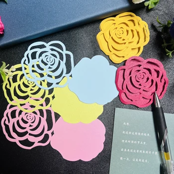 50pcs Mixt Color cu Laser Tăiat Rose Forma Tubular Pliant care Doresc Carduri Cadou Carduri de Mesaje Pentru Acasă de Sărbători Ziua de naștere Thank you