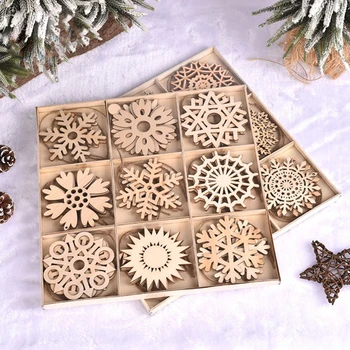 27 Buc Lemn Fulgi De Zăpadă, Ornamente Cutout Design De Crăciun Copaci Pandantiv Petrecerea De Crăciun De Anul Nou Home Office Bar Decoratiuni