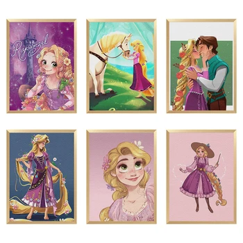 22*30 CM Disney, Rapunzel Printesa Sintetic Imitatie de Piele-Foaie A4 Lychee Crucea Imprimată pentru DIY Manual Geanta Material
