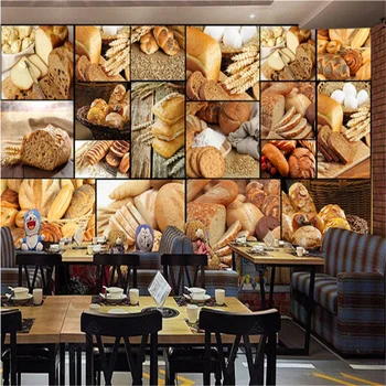European de Copt Pâine Cafe Murale, imagini de Fundal Industriale Decor Ceai Lapte Magazin Desert tapet de Fundal de Papel De Parede 3d