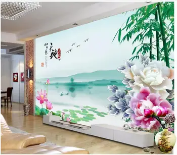 Foto personalizat tapet pentru pereți 3 d picturi murale tapet Peisaj pictura, pe malul lacului, flori, fundal gazete de perete decor acasă