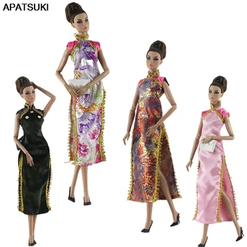 Florale Rochie Pentru Papusa Barbie Haine Rochie Chineză Qipao Cheongsam Seara Rochii Pentru Papusi Barbie Costume 1/6 Papusa Accesorii