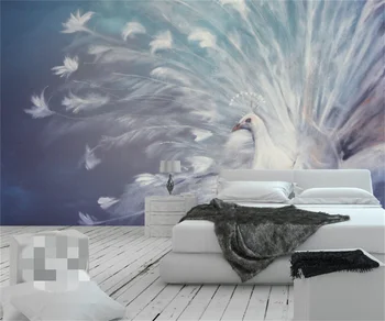 Europene pictură în ulei alb păun living TV de perete de fundal pictura 3D foto animal acasă decorare fotografie tapet