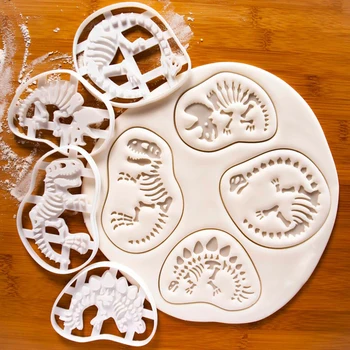4 Buc Dinozaur Tăietori Cookie Mucegai Dinozaur Biscuit Relief Mucegai Sugarcraft Desert Copt Mucegai Tort Accesorii De Bucătărie Instrument