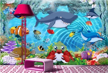 Foto personalizate 3d tapet mural Desene animate rechin camera copiilor decor pictura picturi murale 3d tapet pentru pereți 3 d