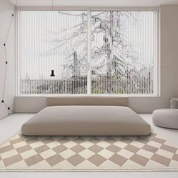 Stil francez Camera de zi de Decorare Retro Covor Tablă de șah Covoare pentru Dormitor Moale Pufos Studiu Podea Mat Mare, Zona Covor de Pluș