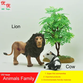Hot toys: Leul (Leo) și de Vacă (milch vaci, bovine) un model de Simulare de Animale pentru copii jucarii educative elemente de recuzită