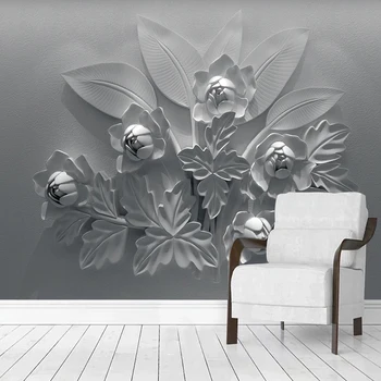 Personalizate Abstract 3D Relief Flori Foto Murală de Fundal Pentru Camera de zi, Dormitor, TV, Canapea Home Decor Pictura pe Perete Tapet 3D