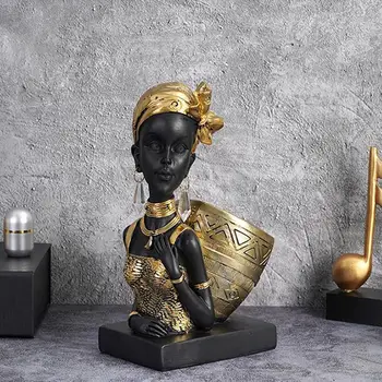 Tribal Doamna Statuie Sculptura Africană Centerpieces Masa Ornament Decor Modern pentru Casa Dormitor Birou de Masă Hotel