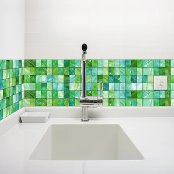 Noul auto-adeziv mozaic rezistent la apa si ulei-dovada suprafață de perete de smarald decorative de perete autocolant