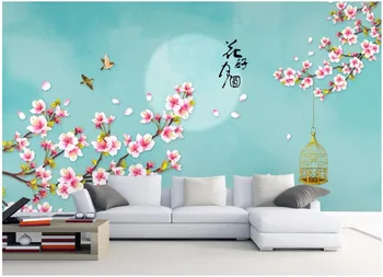 Wallpaper 3d foto personalizate Chineză Peach Blossom Luna Perete TV cameră decor pictura picturi murale 3d tapet pentru pereți 3 d