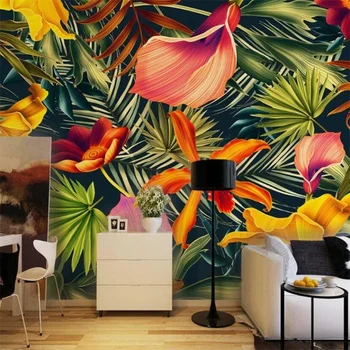 Custom Home Decor Mural Tapet Plante Tropicale Ploaie de Flori de Pădure Frunze de Banane Camera de zi Dormitor Fundal de Hârtie de Perete 3D