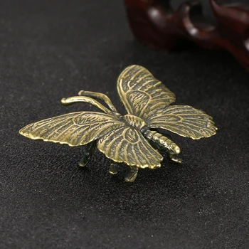 Solid Alamă Fluture Figurine Miniaturi Desktop Ornament De Cupru Antic Insecte Statuie Decor Acasă Meserii