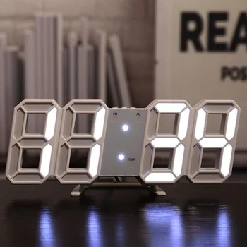 Nordic Digital cu Led-uri Ceasuri de Alarmă Dormitor Agățat de Perete Ceas de Masă Calendar Termometru de Economisire a energiei 3D Ceas Electronic de Birou