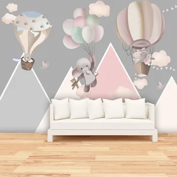 Personalizat Murală Tapet 3D de Desene animate de Animale Balon pentru Copii Dormitor tapet de Fundal de Papel De Parede Infantil 3D Home Decor
