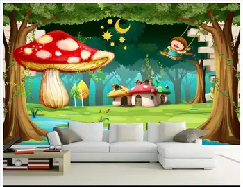 High-end Personalizate 3d wallpaper 3d picturi murale 3D tapet vis pădure frumoasă pădure de ciuperci camera copiilor peretele din fundal