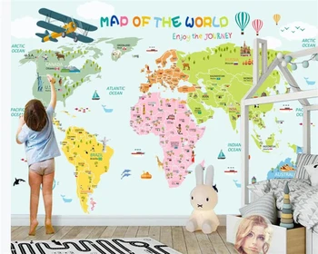 beibehang papel de parede de Desene animate harta lumii dormitor camera copiilor perete de fundal personalizate 3d tapet mural papel de parede