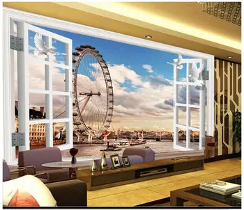 Personalizate foto 3d wallpaper 3d picturi murale Fereastra monitorului de fantezie Europeană roată 3D stereo TV de perete de fundal de decor acasă