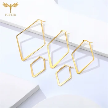 Moda Geometrice Hoop Cercei Pentru Femei 20mm-70mm Aur Tetragon Bijuterii din Oțel Inoxidabil Simplu Doamna Gife Accesoriu Gratuit Nava