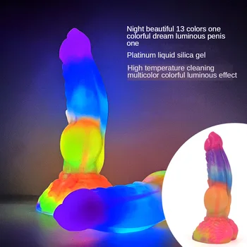 Fluorescente Realist Vibrator Anal Masturbator Jucarii Sexuale pentru Cupluri de Cristal Jelly Vibrator ventuza Penis Luminos Vibrator pentru Femei