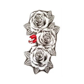 Buzele Rosii Impermeabil Tatuaj Temporar Autocolant Negru, Flori De Trandafir, Frunze De Design De Tatuaje False Flash Tatuaje Braț Body Art Femeile Fata