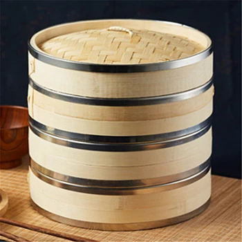 din oțel inoxidabil de Bambus, lemn bun Vapor Vase de Bucatarie Pește Orez Dim Sum Coș de Orez Paste Aragaz alimente Fierte umplute