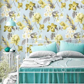 American Pastoral Flori Albastru Tapet Modern Stil Chinezesc Dormitor Living Room Decor De Perete Impermeabil Tapet Floral