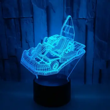 Karting 3D Iluzie Lampa USB cu LED-uri 3D Lumini de Noapte Jucarii Auto Lampă 7 Culori Schimbare de Decor Acasă de Ziua de nastere Cadouri de Craciun pentru Copii Baieti