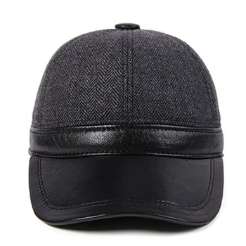 Dimensiuni reglabile Bărbați Cald Căști Pălării de Bumbac piele de Oaie de Baseball Capace Noi de Iarna Barbati din Piele Hat Os Snapback Cap
