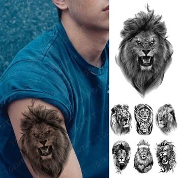 Tatuaje Temporare Autocolant Impermeabil Bestia Animale Realiste Feroce Tatuaj Tigru Negru Trup De Leu De Artă Brațul Femei Tatuaj Fals Pentru Bărbați
