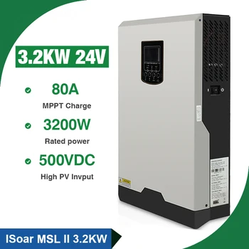 500VDC Invertor Solar 3,2 KW MPPT Incarcator 24V 220V 80A 4000W PV Pure Sine Wave Inverter 3KVA 50Hz/60HZ de Pe Grila Inversor
