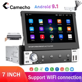 Camecho 1 DIN Android 9.1 Radio Auto 7 inch Mirror Link Touch Ecran Retractabil Radio Auto Wifi MP4 MP5 Player navigatie GPS