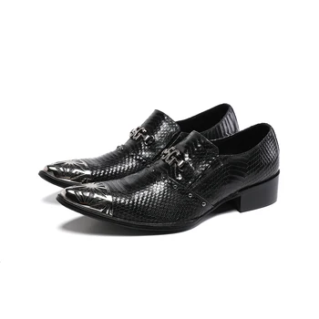 Business Casual Pantofi de Partid pentru Bărbați Trend Plus Dimensiune a Subliniat Toe din piele de Sarpe, Piele de Cereale Apartamente Om de Nunta Blazer Pantofi Oxford