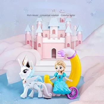 Disney drăguț Frozen Elsa Printesa Dans Albă ca Zăpada Muzică Ușoară Acțiune Anime Figura Model de Papusa Jucării Pentru Copii Fete Cadou