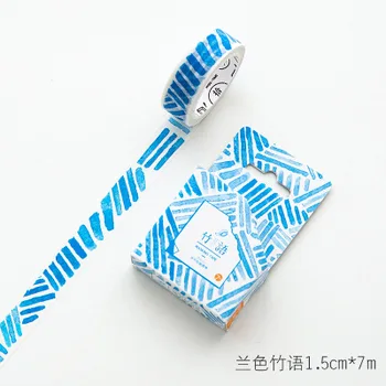 1,5 cm 7m 1 buc DIY design albastru Scurt stil de linie bandă washi Album Eticheta adezivă de Mascare acasă cadou decor