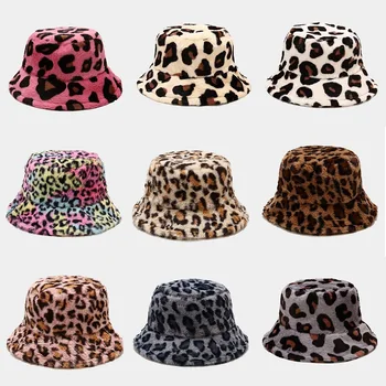 Pălărie de moda de sex Feminin Toamna și Iarna Noi Leopard Vânt Dovada Găleată Pălărie în aer liber Palarie Cald în aer liber Windproof Vizor