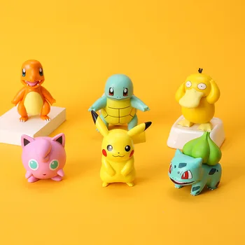 6Pcs/Set Pokemon Figura Anime Jucării Pikachu PVC Tort Decorare Auto Ornamente Figura de Acțiune pentru Jucării, Cadouri de Ziua de nastere Copii
