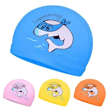 Copii Capac de Înot Cartoon Dolphin Animale de Imprimare Copii PU Pânză Impermeabilă Înot pălărie Băieți Fete Ureche Proteja Echipamentul de Scufundări