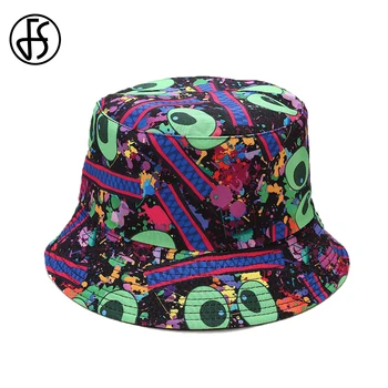 FS Nou Stil de Culoare Graffiti Găleată Pălărie de Personalitate Hip Hop Capace Pentru Barbati Femei față-verso Călătorie de Vară Plajă, Pălării de Soare Bob