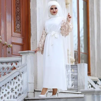 Primăvara și Toamna Noua Rochie de Seara femeii Orientul Mijlociu Musulman Sequin Slim Fit Moda Rochie Vrac