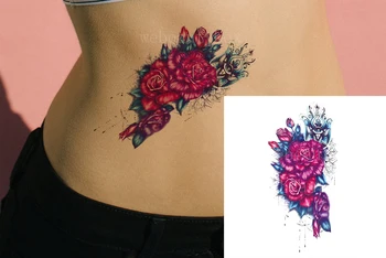 Autocolant Tatuaj fals pentru Femeie Fata Cochet Trandafir de Cristal Tatuaje Temporare de Artă Brațul Burta Impermeabil Tatuaj Transfer Tatuaj