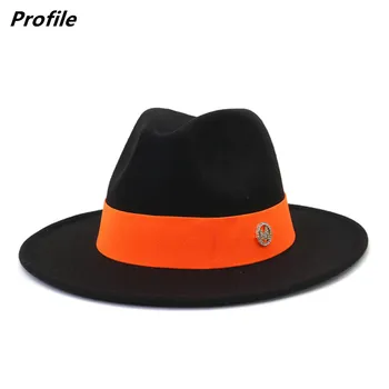 La fața locului Fedora nou toamna și iarna caciula unisex orange M logo accesorii Fedora pălărie de fetru jazz moda pălărie de iarnă кепка мужская